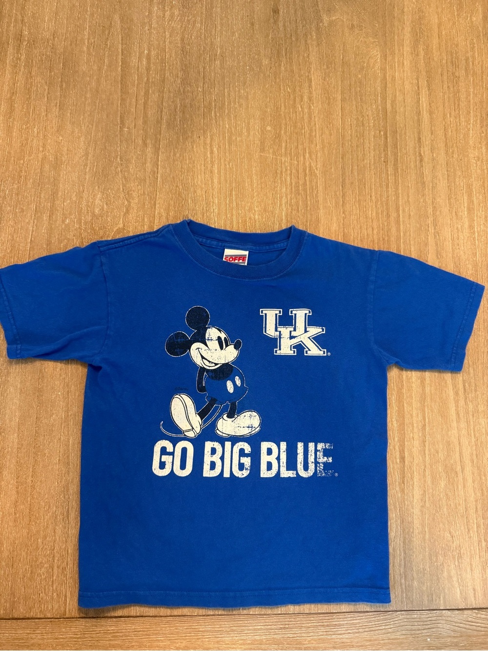 University of Kentucky UK Retro Mickey Mouse Go Big Blue shirt youth size 8 Med
